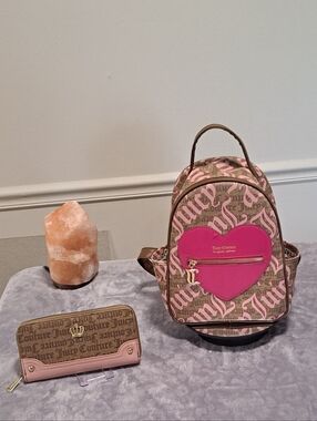 Juicy Couture Pink Heart Logo Mini Backpack With Wallet GUC